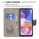 For Samsung Galaxy A23 5G Two Butterflies Embossing Leather Phone Case(Grey)