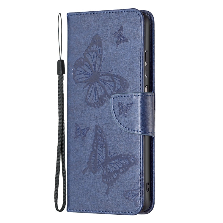 For Samsung Galaxy A23 5G Two Butterflies Embossing Leather Phone Case(Blue)