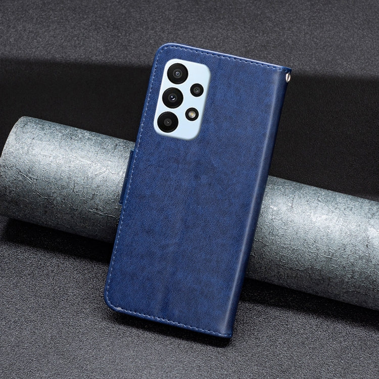 For Samsung Galaxy A23 5G Two Butterflies Embossing Leather Phone Case(Blue)