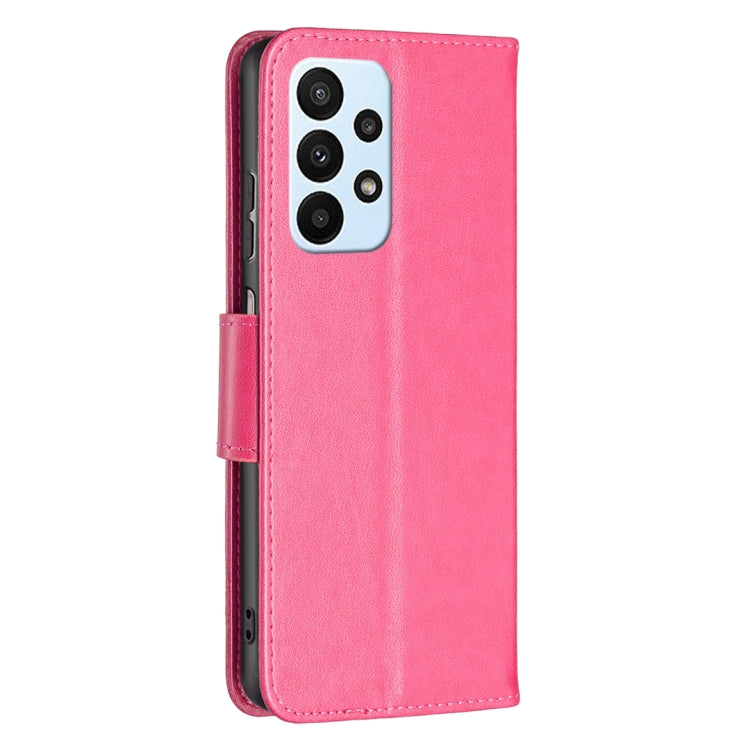 For Samsung Galaxy A23 5G Two Butterflies Embossing Leather Phone Case(Rose Red)