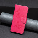 For Samsung Galaxy A23 5G Two Butterflies Embossing Leather Phone Case(Rose Red)