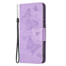 For Samsung Galaxy A23 5G Two Butterflies Embossing Leather Phone Case(Purple)