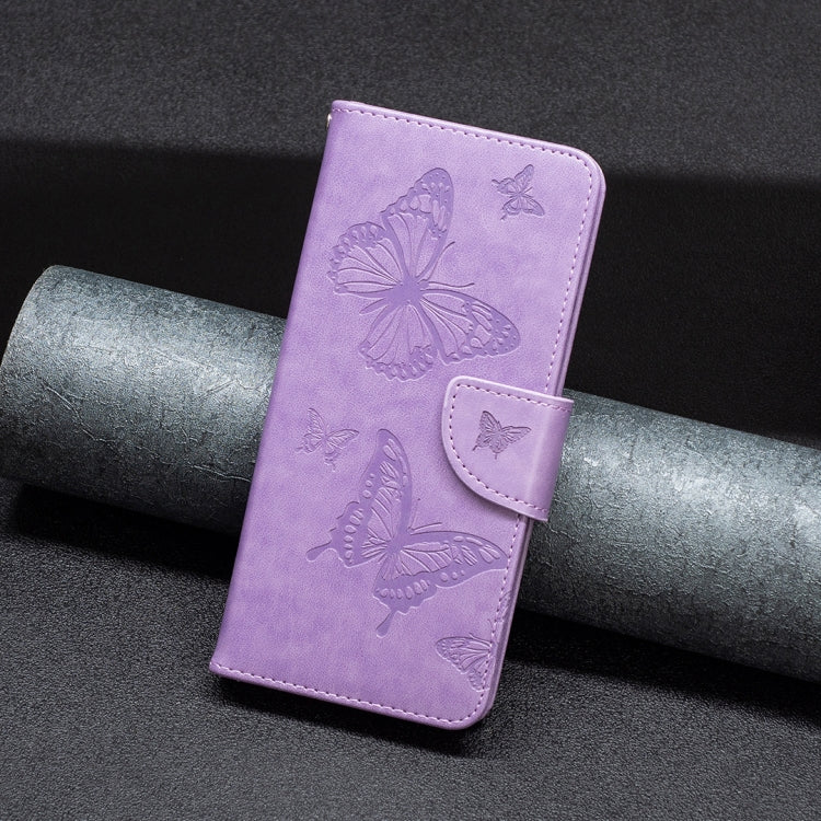 For Samsung Galaxy A23 5G Two Butterflies Embossing Leather Phone Case(Purple)