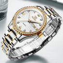 OLEVS 5565 Men Fashion Waterproof Stainless Steel Strap Diamond Quartz Watch(White)