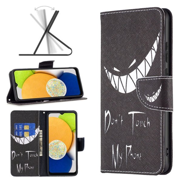 For Samsung Galaxy A03 166mm Colored Drawing Pattern Leather Phone Case(Smirk)