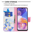 For Samsung Galaxy A23 5G Colored Drawing Pattern Leather Phone Case(Flower Butterfly)