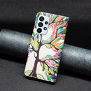 For Samsung Galaxy A23 5G Colored Drawing Pattern Leather Phone Case(Life Tree)