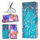 For Samsung Galaxy A23 5G Colored Drawing Pattern Leather Phone Case(Plum Blossom)
