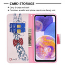 For Samsung Galaxy A23 5G Colored Drawing Pattern Leather Phone Case(Giraffe)