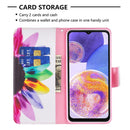 For Samsung Galaxy A23 5G Colored Drawing Pattern Leather Phone Case(Sun Flower)