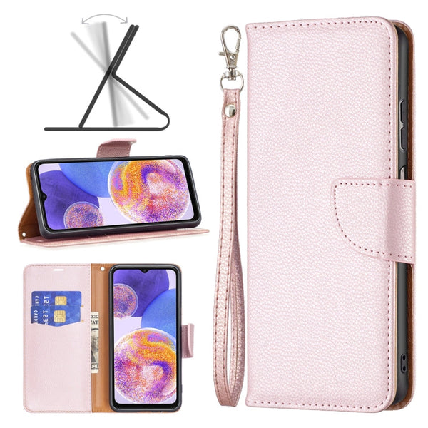 For Samsung Galaxy A23 5G Litchi Texture Pure Color Leather Phone Case(Rose Gold)