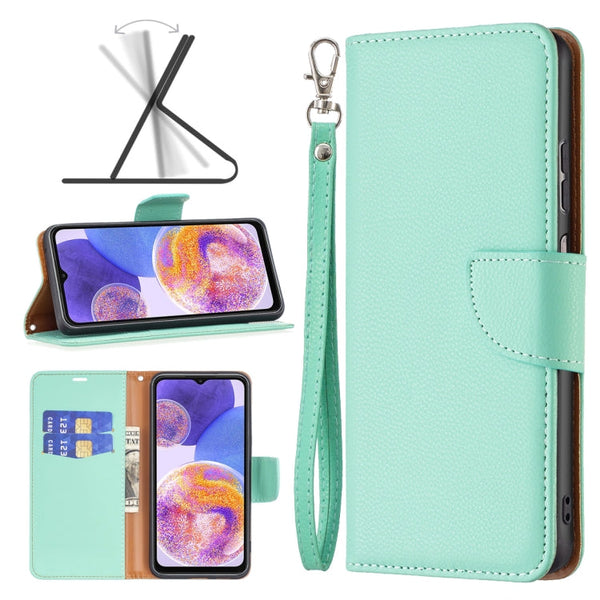 For Samsung Galaxy A23 5G Litchi Texture Pure Color Leather Phone Case(Green)