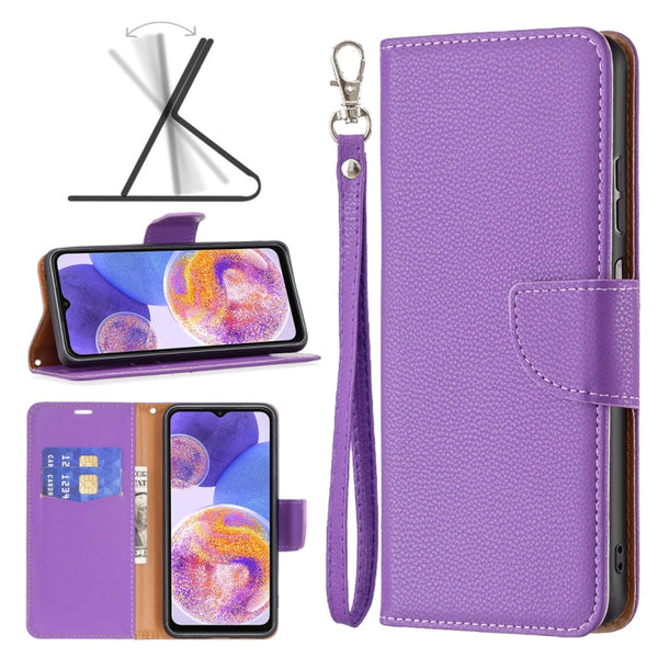 For Samsung Galaxy A23 5G Litchi Texture Pure Color Leather Phone Case(Purple)