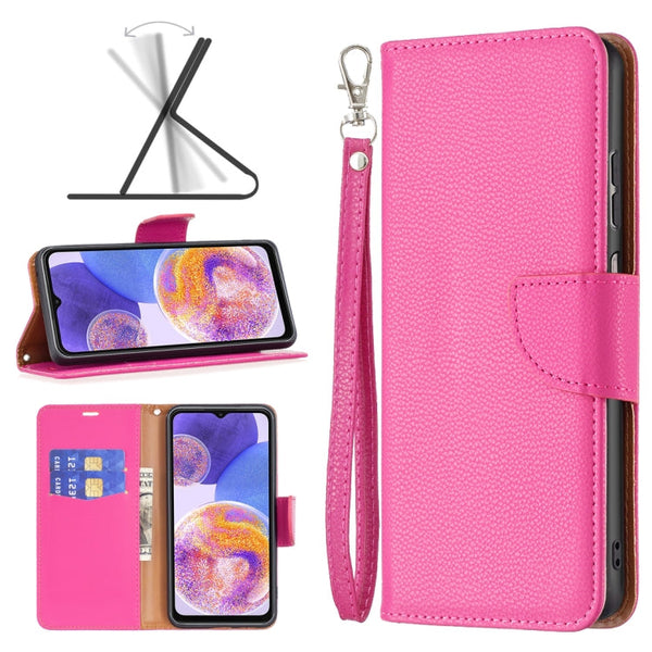 For Samsung Galaxy A23 5G Litchi Texture Pure Color Leather Phone Case(Rose Red)