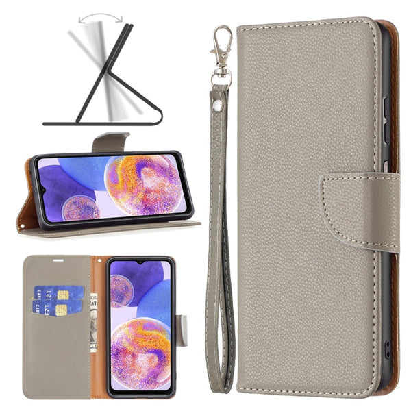For Samsung Galaxy A23 5G Litchi Texture Pure Color Leather Phone Case(Grey)