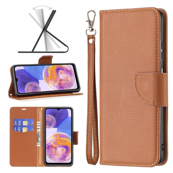 For Samsung Galaxy A23 5G Litchi Texture Pure Color Leather Phone Case(Brown)