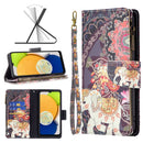 For Samsung Galaxy A03 166mm Colored Drawing Pattern Zipper Leather Phone Case(Flower Elephant)