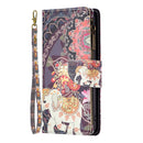For Samsung Galaxy A03 166mm Colored Drawing Pattern Zipper Leather Phone Case(Flower Elephant)