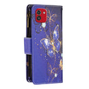 For Samsung Galaxy A03 166mm Colored Drawing Pattern Zipper Leather Phone Case(Purple Butterfly)