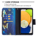 For Samsung Galaxy A03 166mm Colored Drawing Pattern Zipper Leather Phone Case(Gold Butterfly)
