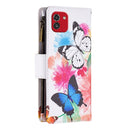 For Samsung Galaxy A03 166mm Colored Drawing Pattern Zipper Leather Phone Case(Two Butterflies)