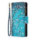 For Samsung Galaxy A03 166mm Colored Drawing Pattern Zipper Leather Phone Case(Plum Blossom)