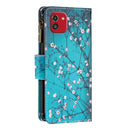 For Samsung Galaxy A03 166mm Colored Drawing Pattern Zipper Leather Phone Case(Plum Blossom)