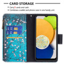 For Samsung Galaxy A03 166mm Colored Drawing Pattern Zipper Leather Phone Case(Plum Blossom)