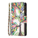 For Samsung Galaxy A03 166mm Colored Drawing Pattern Zipper Leather Phone Case(Big Tree)