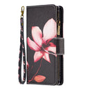 For Samsung Galaxy A03 166mm Colored Drawing Pattern Zipper Leather Phone Case(Lotus)