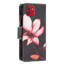 For Samsung Galaxy A03 166mm Colored Drawing Pattern Zipper Leather Phone Case(Lotus)