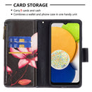 For Samsung Galaxy A03 166mm Colored Drawing Pattern Zipper Leather Phone Case(Lotus)