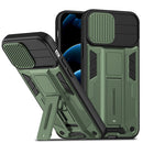 Sliding Camera Cover Design Phone Case For iPhone 13 Pro Max(Dark Green)