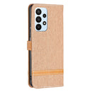 For Samsung Galaxy A23 5G Color Matching Denim Texture Leather Phone Case(Brown)