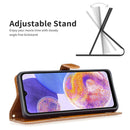 For Samsung Galaxy A23 5G Color Matching Denim Texture Leather Phone Case(Brown)