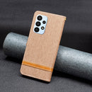 For Samsung Galaxy A23 5G Color Matching Denim Texture Leather Phone Case(Brown)