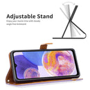 For Samsung Galaxy A23 5G Color Matching Denim Texture Leather Phone Case(Purple)