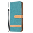For Samsung Galaxy A23 5G Color Matching Denim Texture Leather Phone Case(Green)
