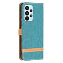 For Samsung Galaxy A23 5G Color Matching Denim Texture Leather Phone Case(Green)