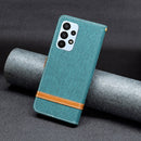 For Samsung Galaxy A23 5G Color Matching Denim Texture Leather Phone Case(Green)