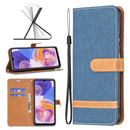 For Samsung Galaxy A23 5G Color Matching Denim Texture Leather Phone Case(Dark Blue)