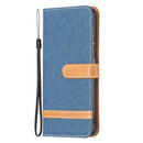 For Samsung Galaxy A23 5G Color Matching Denim Texture Leather Phone Case(Dark Blue)