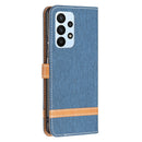 For Samsung Galaxy A23 5G Color Matching Denim Texture Leather Phone Case(Dark Blue)