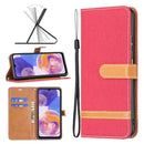 For Samsung Galaxy A23 5G Color Matching Denim Texture Leather Phone Case(Red)