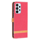 For Samsung Galaxy A23 5G Color Matching Denim Texture Leather Phone Case(Red)
