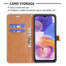 For Samsung Galaxy A23 5G Color Matching Denim Texture Leather Phone Case(Red)
