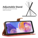 For Samsung Galaxy A23 5G Color Matching Denim Texture Leather Phone Case(Red)