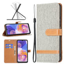 For Samsung Galaxy A23 5G Color Matching Denim Texture Leather Phone Case(Grey)