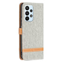 For Samsung Galaxy A23 5G Color Matching Denim Texture Leather Phone Case(Grey)
