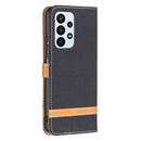 For Samsung Galaxy A23 5G Color Matching Denim Texture Leather Phone Case(Black)